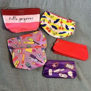 CLINIQUE MAKEUP BAGS - Mixed LOT OF 6 Mostly New Some Used Check These Out!